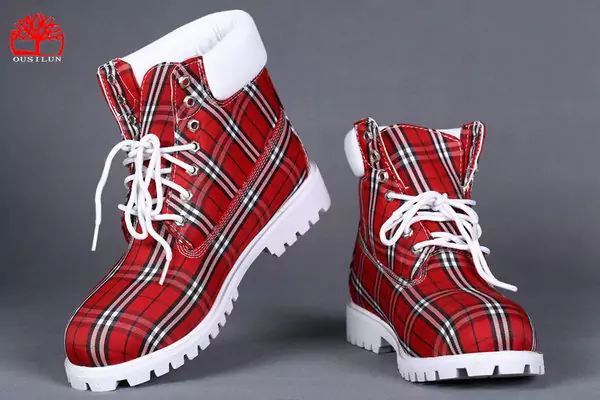 timberland chaussures marque exterieure plaid rouge